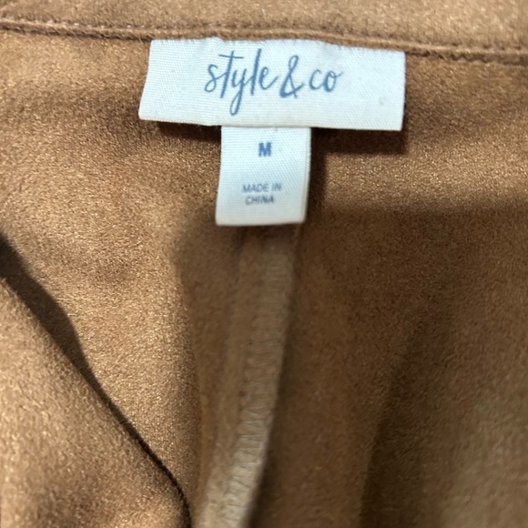 Style & Co Tan Utility Jacket with Collared Neckline - Picture 3 of 3
